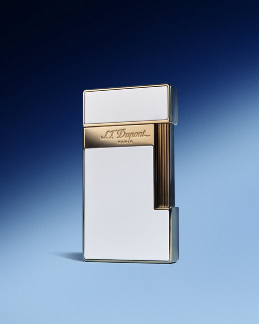 Ligne line 2 pink S.T. lacquer luxury lighters | blue/ gold lacquer/ DUPONT Guilloche Bright – - under