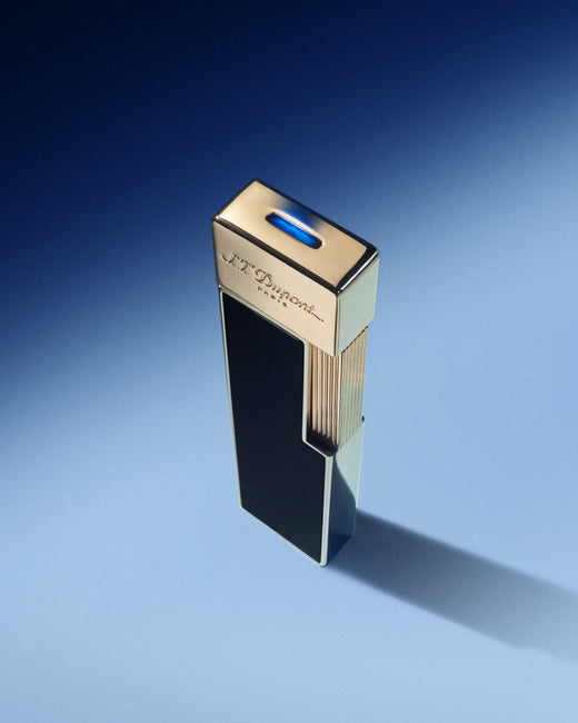 pink blue/ lacquer gold line Ligne Bright lacquer/ S.T. - under DUPONT luxury Guilloche lighters 2 | –