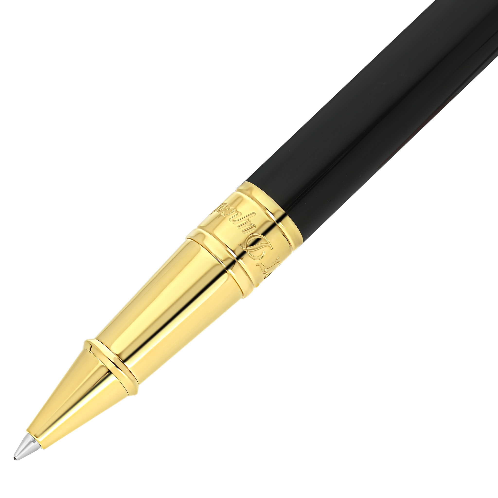 Golden chrome finish black rollerball pen - Luxury writing