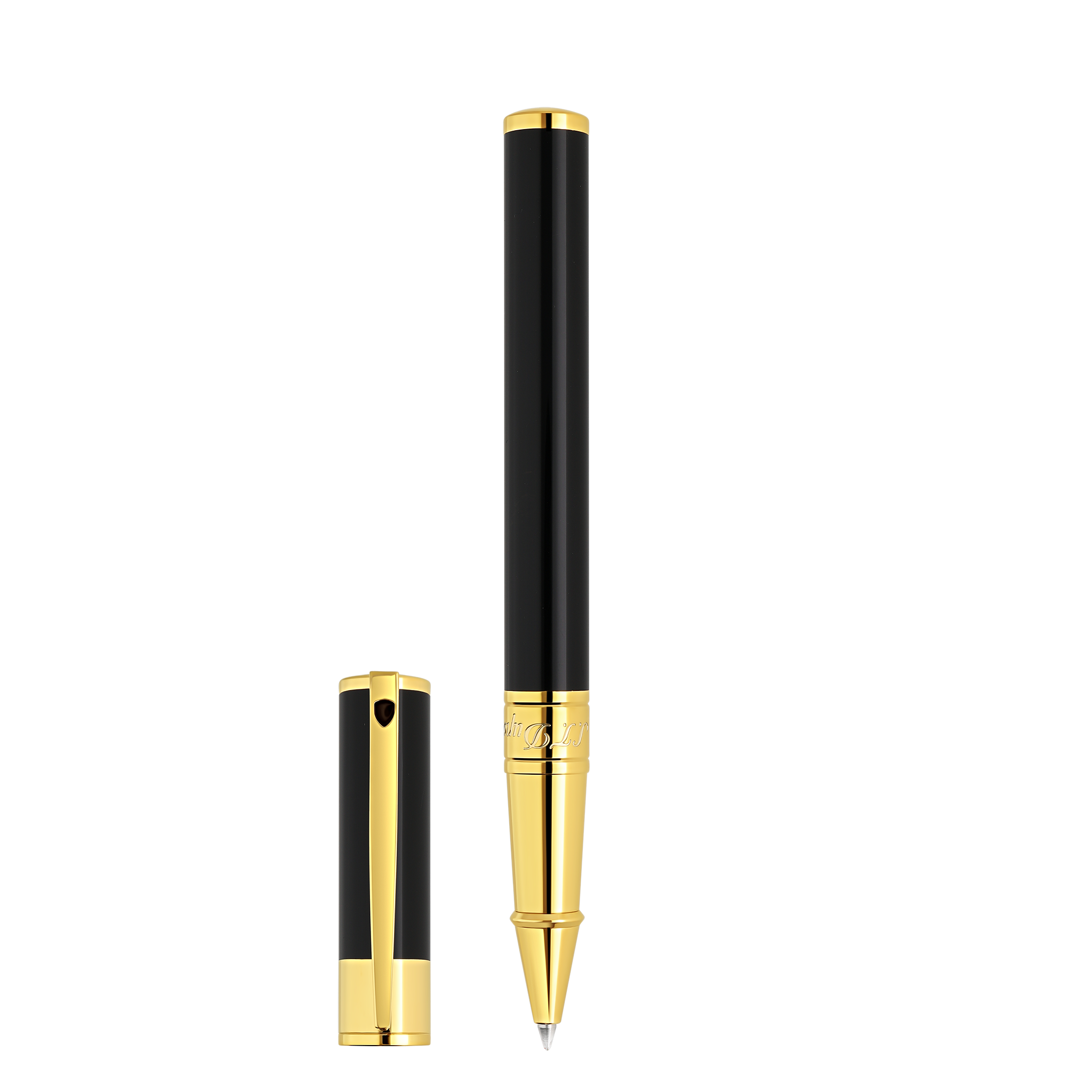 Golden chrome finish black rollerball pen - Luxury writing instruments