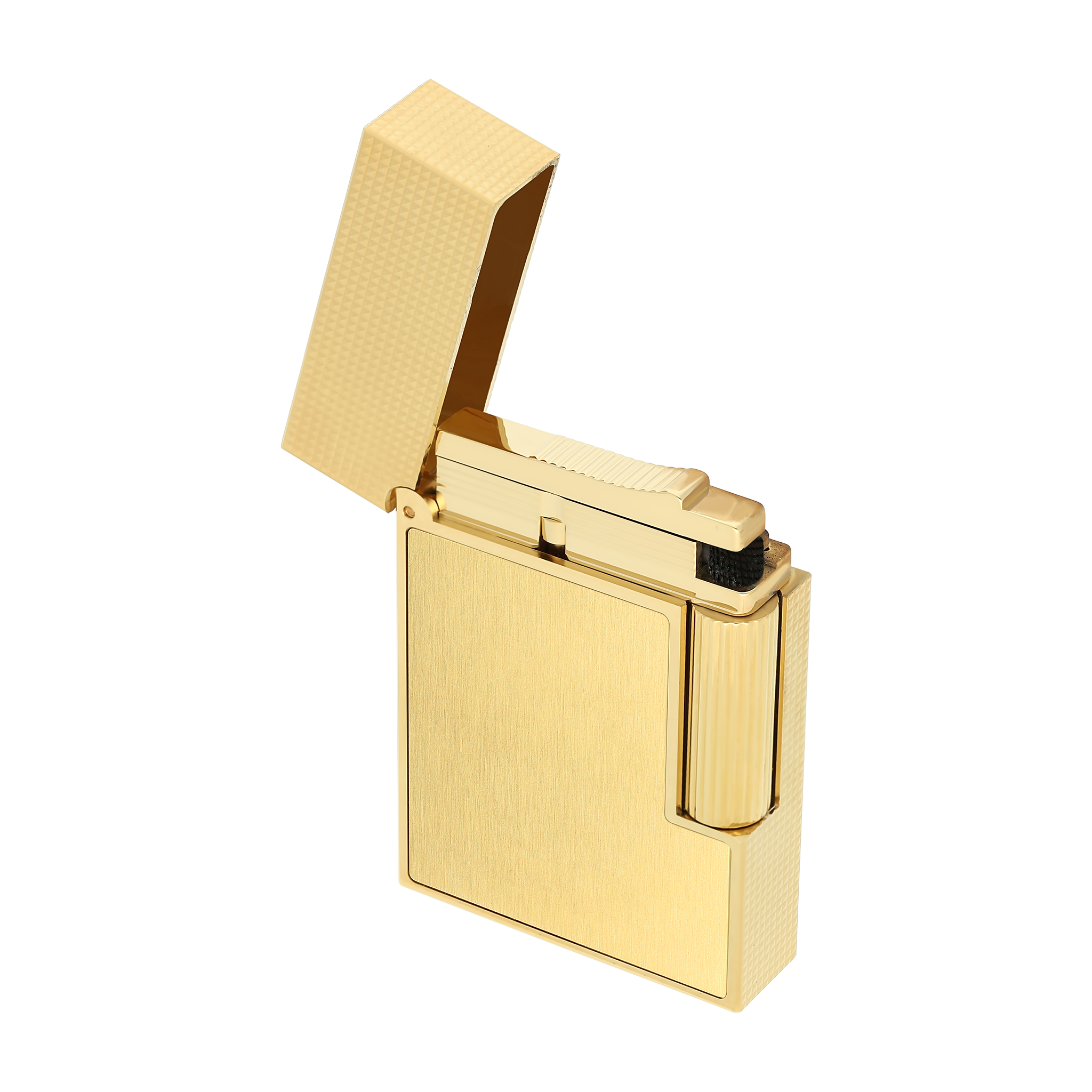 – 2 - | Luxury Dupont brushed Lighter small gold yellow S.T. lighter Ligne